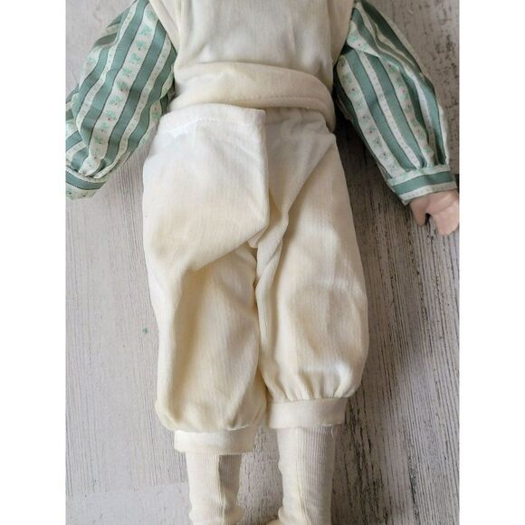 Marian Yu porcelain doll boy white feather hat stripe bow collectible - Picture 11 of 13